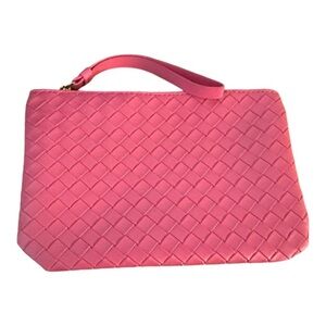 4/$25 Hot Pink Pleather Weave Zipper Bag